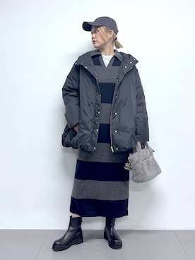 「アイテム（ヘアゴム）」を使った、ニッシさん（レディース・164cm）の秋コーディネート