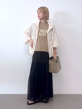 「BARNYARDSTORM（バンヤードストーム）のBARNYARDSTORM / レースパーカー×ワンピース【一部店舗限定 / WEB限定サイズ】PETIT&TALL（ワンピース、ホワイト系）」を使った、ニッシさん（レディース・164cm）の春コーディネート
