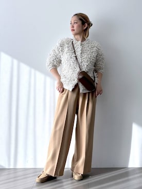 「BARNYARDSTORM（バンヤードストーム）のBARNYARDSTORM / マシュマロワイドパンツ【撥水・セットアップ対応】（スラックス）」を使った、ニッシさん（レディース・164cm）の冬コーディネート