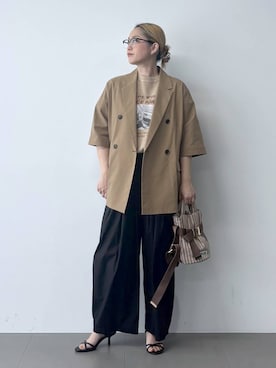 「BARNYARDSTORM（バンヤードストーム）のBARNYARDSTORM / タタックイージーパンツ（その他パンツ、ブラック系）」を使った、ニッシさん（レディース・164cm）の春コーディネート