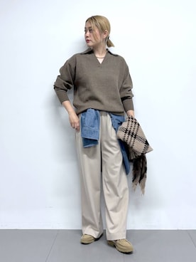 「アイテム（ヘアゴム）」を使った、ニッシさん（レディース・164cm）の秋コーディネート