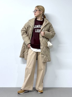 「BARNYARDSTORM（バンヤードストーム）のBARNYARDSTORM / ウォームストレッチチノパンツ / マシンウォッシャブル（チノパンツ）」を使った、ニッシさん（レディース・164cm）の秋コーディネート