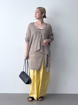 「BARNYARDSTORM（バンヤードストーム）のBARNYARDSTORM / タタックイージーパンツ＜セットアップ対応＞（その他パンツ、イエロー系）」を使った、ニッシさん（レディース・164cm）の春コーディネート