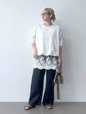 「BARNYARDSTORM（バンヤードストーム）のBARNYARDSTORM / ナローチョーカー 【『VERY』YouTube紹介アイテム】（チョーカー、ゴールド系）」を使った、ニッシさん（レディース・164cm）の春コーディネート