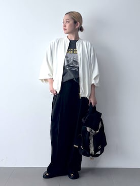 「BARNYARDSTORM（バンヤードストーム）のBARNYARDSTORM /  ダブルクロスブルゾン 【『BABALOG』チャンネルご紹介アイテム】（ブルゾン、ホワイト系）」を使った、ニッシさん（レディース・164cm）の春コーディネート