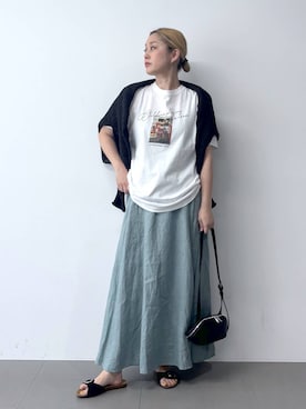 「BARNYARDSTORM（バンヤードストーム）のBARNYARDSTORM /  マーブルヘアゴム（ヘアゴム、ブラウン系）」を使った、ニッシさん（レディース・164cm）の春コーディネート