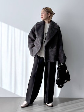 「アイテム（ローファー）」を使った、ニッシさん（レディース・164cm・40代）の冬コーディネート