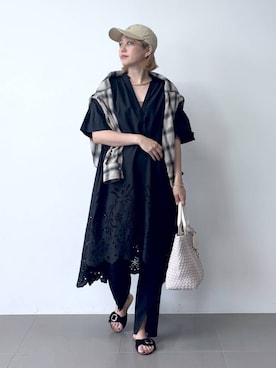 「PLAKTON（プラクトン）のアイテム」を使った、ニッシさん（レディース・164cm）の夏コーディネート