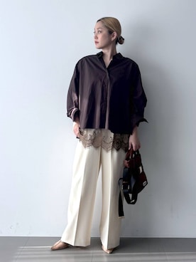 「OUTDOOR PRODUCTS（アウトドアプロダクツ）のBARNYARDSTORM / OUTDOOR PRODUCTS（アウトドアプロダクツ） / 中綿トート【WEB限定カラー】（ショルダーバッグ、ブラウン系）」を使った、ニッシさん（レディース・164cm）の春コーディネート