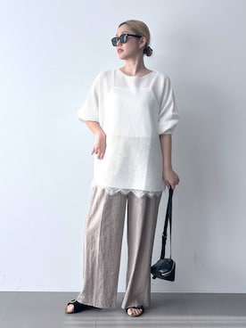 「BARNYARDSTORM（バンヤードストーム）のBARNYARDSTORM /  マーブルヘアゴム（ヘアゴム、ブラウン系）」を使った、ニッシさん（レディース・164cm）の春コーディネート