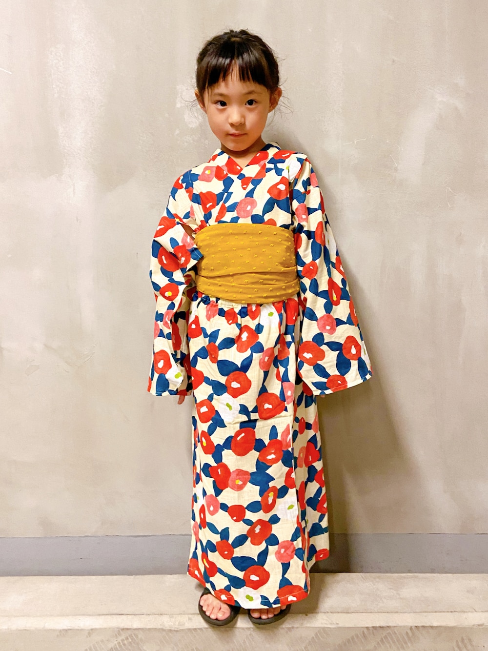 「夏映え浴衣コーデ、浴衣、休日コーデ、休日スタイル、プチプラ、マーキーズ、夏セールで買いました」｜「Ocean&Groundのアイテム（浴衣、レッド系）」を使った、utasoraさん（キッズ・110cm）の夏コーディネートの1枚目の写真
