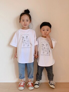 「PUAL CE CIN（ピュアルセシン）のアイテム」を使った、utasoraさん（キッズ・110cm）の夏コーディネート