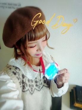 「Bleu Bleuet（ブルーブルーエ）のアイテム（ハンチング/ベレー帽）」を使った、mek0さん（レディース・151cm）の秋コーディネート