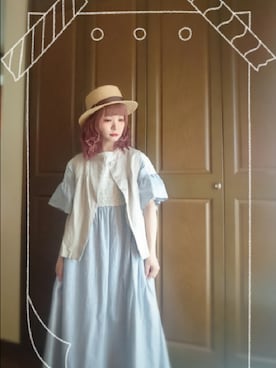 「Samansa Mos2（サマンサ モスモス）のモチーフレースワンピース（ワンピース）」を使った、mek0さん（レディース・151cm）の夏コーディネート