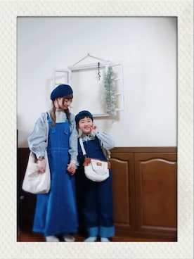 「coen（コーエン）のアイテム（オールインワン・サロペット）」を使った、mek0さん（レディース・151cm）の冬コーディネート