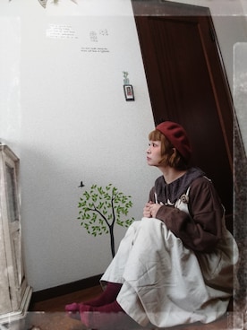 「いつもありがとうございます」｜「アイテム（ハンチング/ベレー帽）」を使った、mek0さん（レディース・151cm）の秋コーディネート
