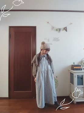 「いつもありがとうございます」｜「アイテム（ハンチング/ベレー帽）」を使った、mek0さん（レディース・151cm）の秋コーディネート