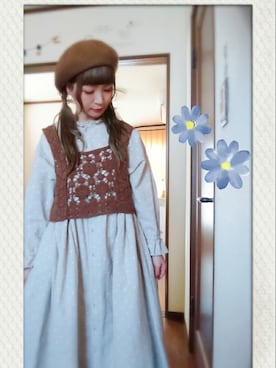 「Bleu Bleuet（ブルーブルーエ）のアイテム（ハンチング/ベレー帽）」を使った、mek0さん（レディース・151cm）の冬コーディネート