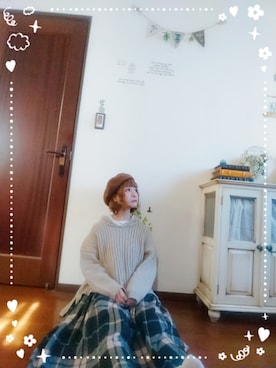 「Bleu Bleuet（ブルーブルーエ）のアイテム（ハンチング/ベレー帽）」を使った、mek0さん（レディース・151cm）の秋コーディネート