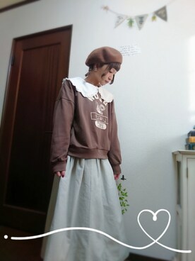 「Bleu Bleuet（ブルーブルーエ）のアイテム（ハンチング/ベレー帽）」を使った、mek0さん（レディース・151cm）の冬コーディネート