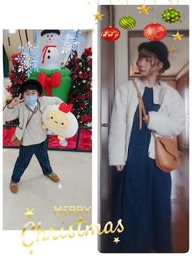 「いつもありがとうございます」｜「アイテム（ノーカラージャケット）」を使った、mek0さん（レディース・151cm）の冬コーディネート