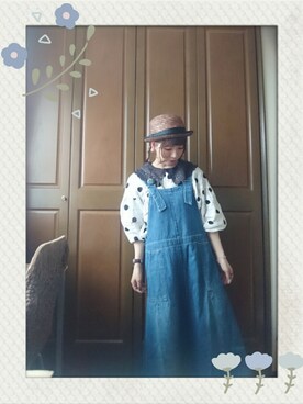 「いつもありがとうございます」｜「アイテム（ジャンパースカート）」を使った、mek0さん（レディース・151cm）の夏コーディネート
