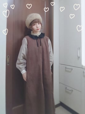 「いつもありがとうございます」｜「アイテム（ジャンパースカート）」を使った、mek0さん（レディース・151cm）の秋コーディネート