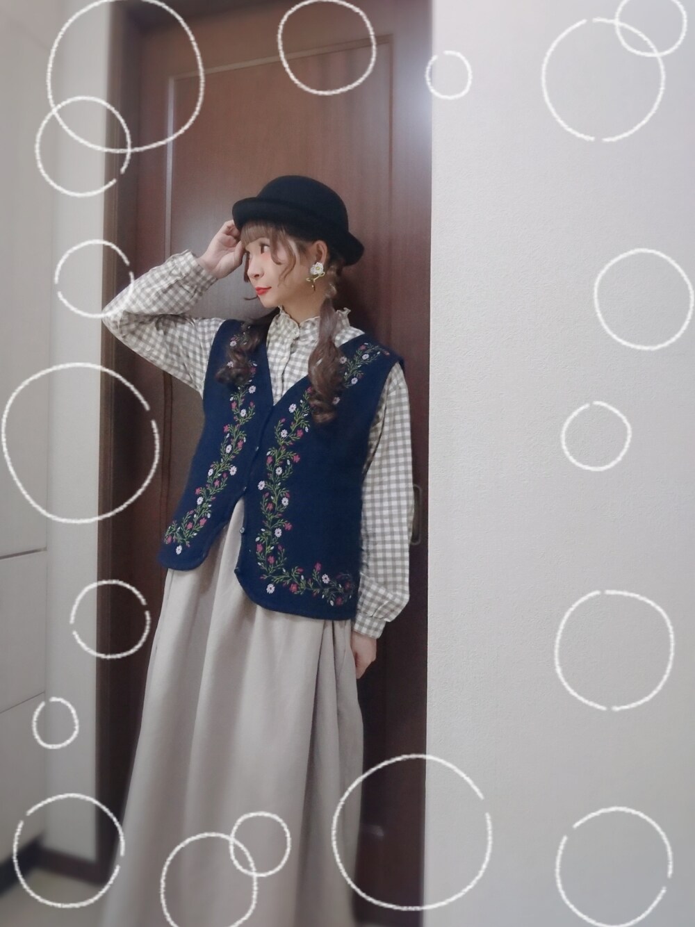 Samansa Mos2（サマンサ モスモス）の「花柄刺繍ニットベスト