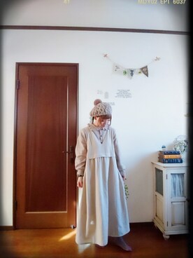 「いつもありがとうございます」｜「アイテム（ハンチング/ベレー帽）」を使った、mek0さん（レディース・151cm）の冬コーディネート