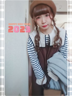 「いつもありがとうございます」｜「アイテム（ジャンパースカート）」を使った、mek0さん（レディース・151cm）の冬コーディネート