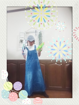 「いつもありがとうございます」｜「アイテム（ジャンパースカート）」を使った、mek0さん（レディース・151cm）の夏コーディネート