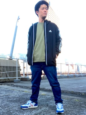 「LEE」｜「アイテム（ナイロンジャケット）」を使った、iadonさん（メンズ・165cm）の秋コーディネート