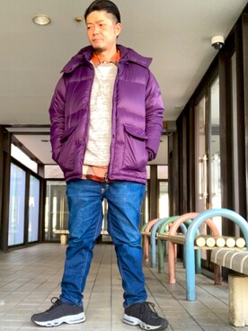 「スウエット」｜「アイテム（ダウンジャケット/コート）」を使った、iadonさん（メンズ・165cm）の冬コーディネート