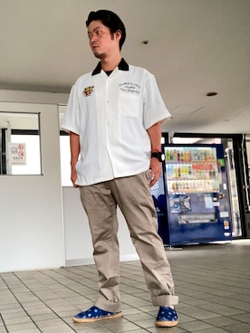 「BEAMS（ビームス）のアイテム（サンダル）」を使った、iadonさん（メンズ・165cm）の夏コーディネート