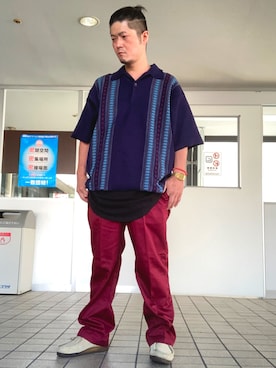 「CASIO」｜「アイテム（スラックス）」を使った、iadonさん（メンズ・165cm）の秋コーディネート