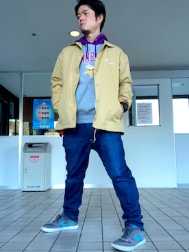 「Champion（チャンピオン）のアイテム（ナイロンジャケット）」を使った、iadonさん（メンズ・165cm）の秋コーディネート