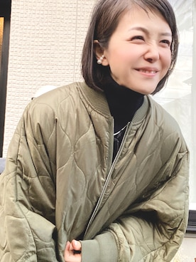 「antiqua（アンティカ）のアイテム（MA-1）」を使った、mgmymdさん（レディース・163cm）の冬コーディネート