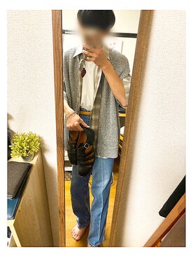 「Lui's（ルイス）のナローベルト（ベルト）」を使った、まうもっちさん（メンズ・164cm）の夏コーディネート