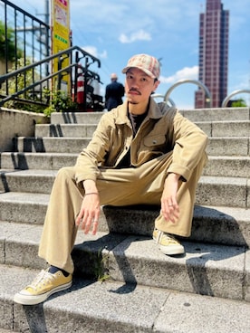 「CA4LA（カシラ）のアイテム（帽子）」を使った、ca4laさん（メンズ・180cm）の夏コーディネート