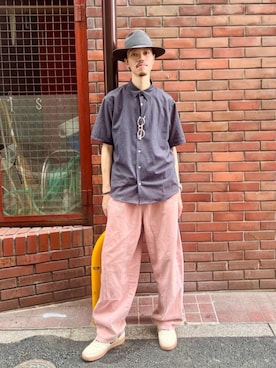 「CA4LA（カシラ）のFOLDABLE TEARDROP4（ハット、グレー系）」を使った、ca4laさん（メンズ・171cm）の秋コーディネート