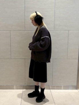 「アイテム（イヤーマフ）」を使った、ca4laさん（レディース・158cm）の冬コーディネート