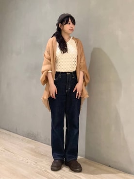 「CA4LA（カシラ）のLIGHT DISK BERET（ハンチング/ベレー帽、ブラウン系）」を使った、ca4laさん（メンズ・171cm）の秋コーディネート