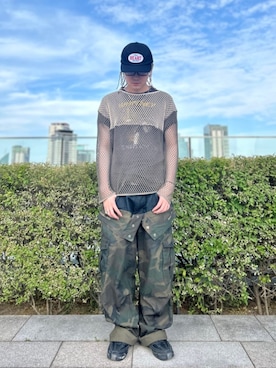 「CA4LA（カシラ）のアイテム（帽子）」を使った、ca4laさん（メンズ・173cm）の夏コーディネート