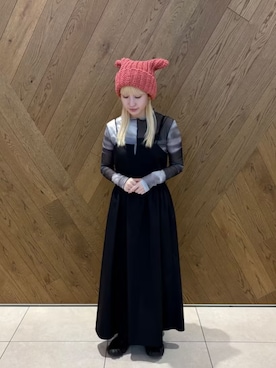 「アイテム（ニットキャップ/ビーニー、ピンク系）」を使った、ca4laさん（レディース・158cm）の秋コーディネート