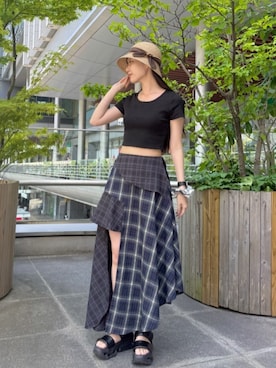 「CA4LA（カシラ）のアイテム（帽子）」を使った、ca4laさん（レディース・161cm）の夏コーディネート