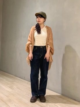 「CA4LA（カシラ）のLOOSE 5（キャップ、グリーン系）」を使った、ca4laさん（メンズ・171cm）の秋コーディネート
