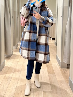 「LOWRYS FARM（ローリーズファーム）のストレッチヒールブーツ　851418（ブーツ）」を使った、hoさん（レディース・162cm）の冬コーディネート