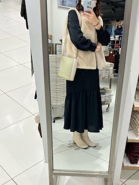 「ベスト×ワンピース」｜hoさん（レディース・162cm）の冬コーディネート