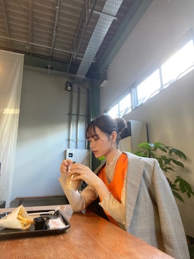 「カフェ巡り」｜「アイテム（ジャケット/アウター）」を使った、うぇい®さん（レディース・157cm）の秋コーディネート