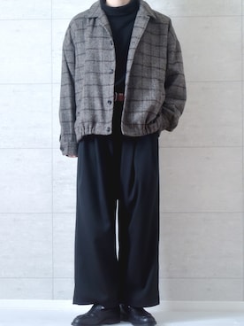 「グレンチェック」｜「アイテム（その他アウター）」を使った、しま🦓さん（メンズ・170cm）の秋コーディネート